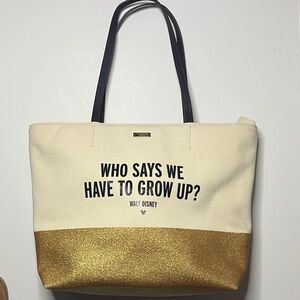 Kate Spade Disney Cream and Gold Quote Tote